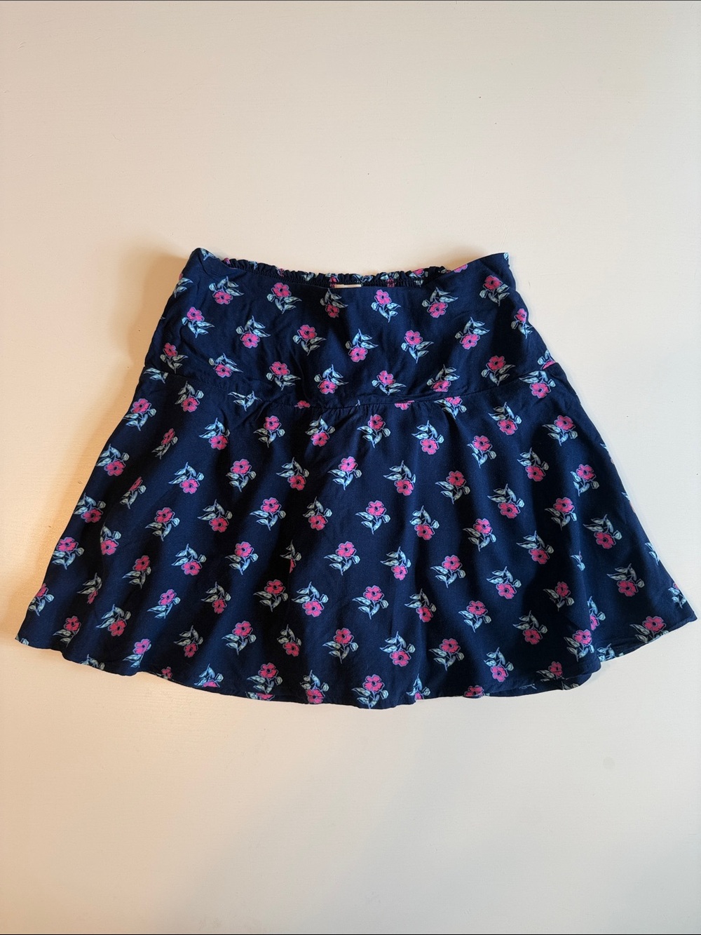 Crewcuts Navy Skort with Pink Floral Print Sz 10 EUC